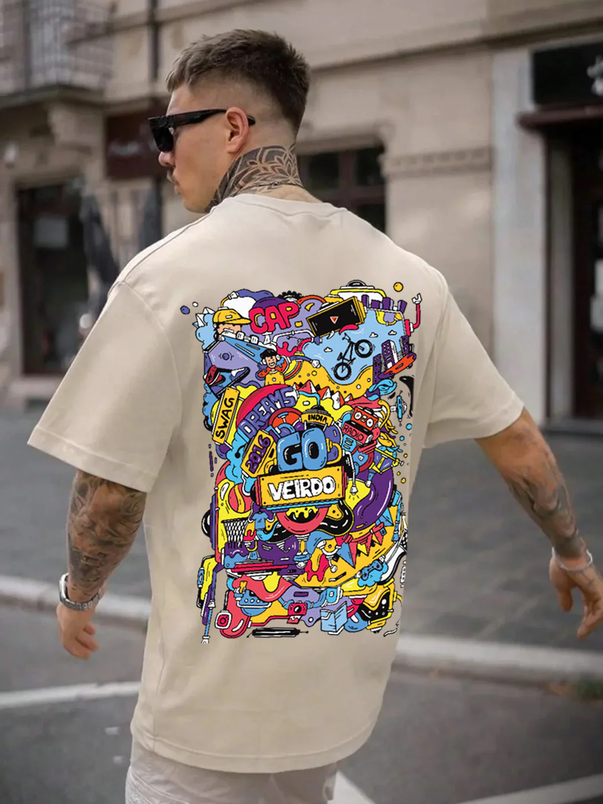 Oversized Back Graphic Printed T-shirt